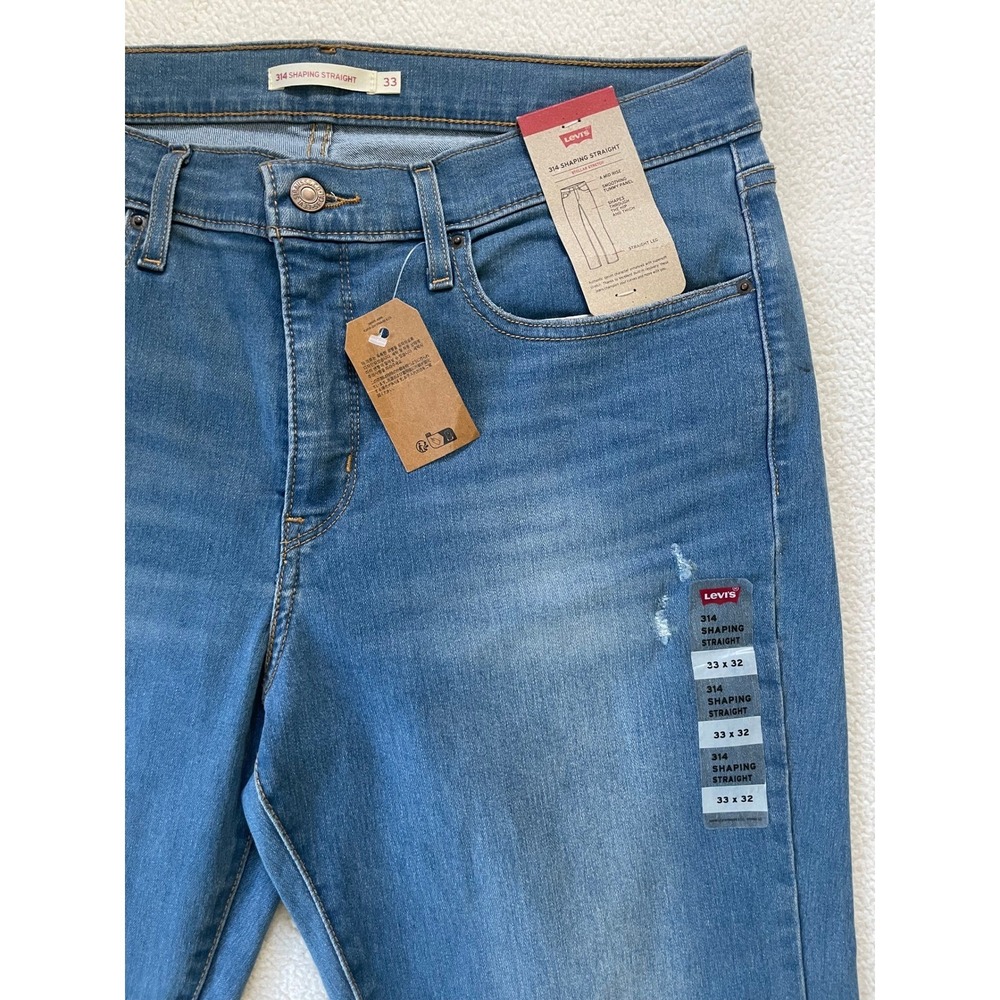 Levi Women 33 314 Shaping Straight Jeans Blue Stellar Stretch Mid Rise - Picture 11 of 16